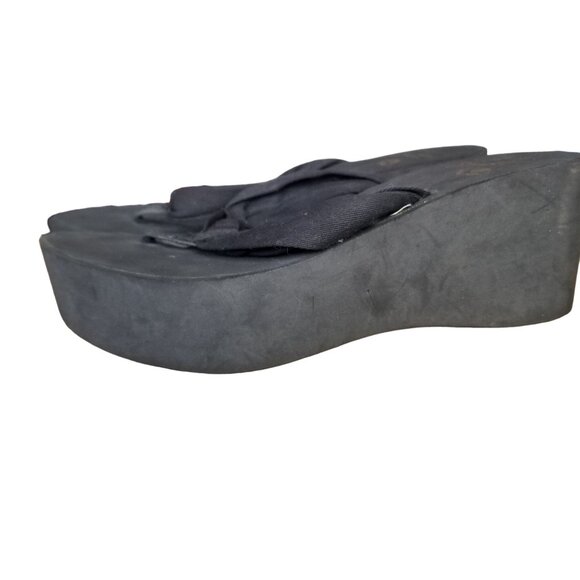 vtg 90s Colin stuart black platform flip flops size 9 - Picture 3 of 9